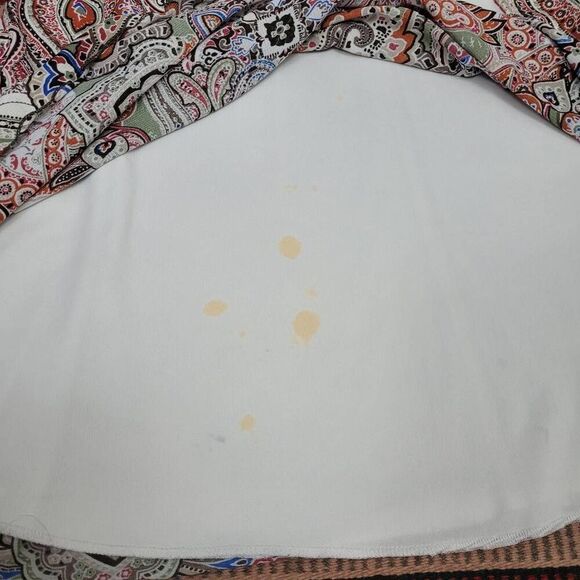 Vtg 90s Torrid Paisley Mesh Corset Dress Sz L/1X Brown Stretch Witchy Made USA - Picture 11 of 11